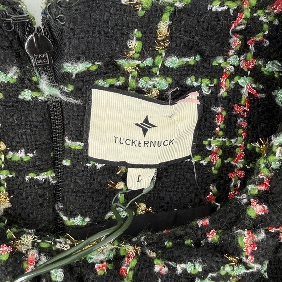 Tuckernuck Jackie Holly Tinsel Tweed Short Sleeve Dress Black Size Large Festive - Picture 4 of 9